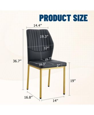 Streamdale Black PU Dining Chairs - Gold Legs, Set of 6