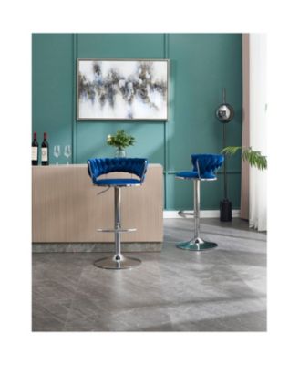+ Set of 2 + Velvet + Adjustable Height + Bar Stools