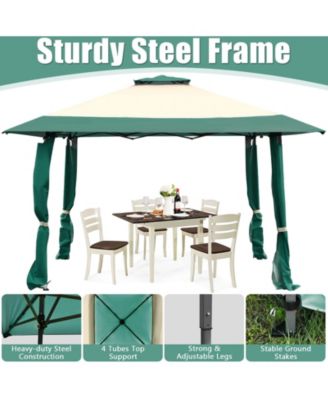 13 Feet x 13 Feet Pop Up Canopy Tent Instant Outdoor Folding Canopy Shelter-Green