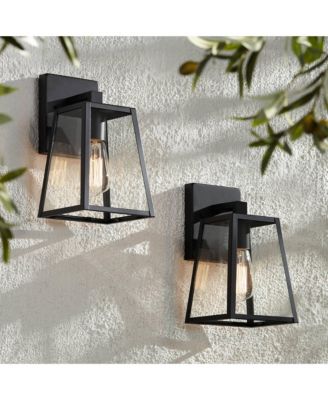 Arrington Modern Outdoor Wall Lights Fixtures Set of 2 Mystic Black 10 3/4" Clear Glass for Exterior Barn Deck House Porch Yard Patio