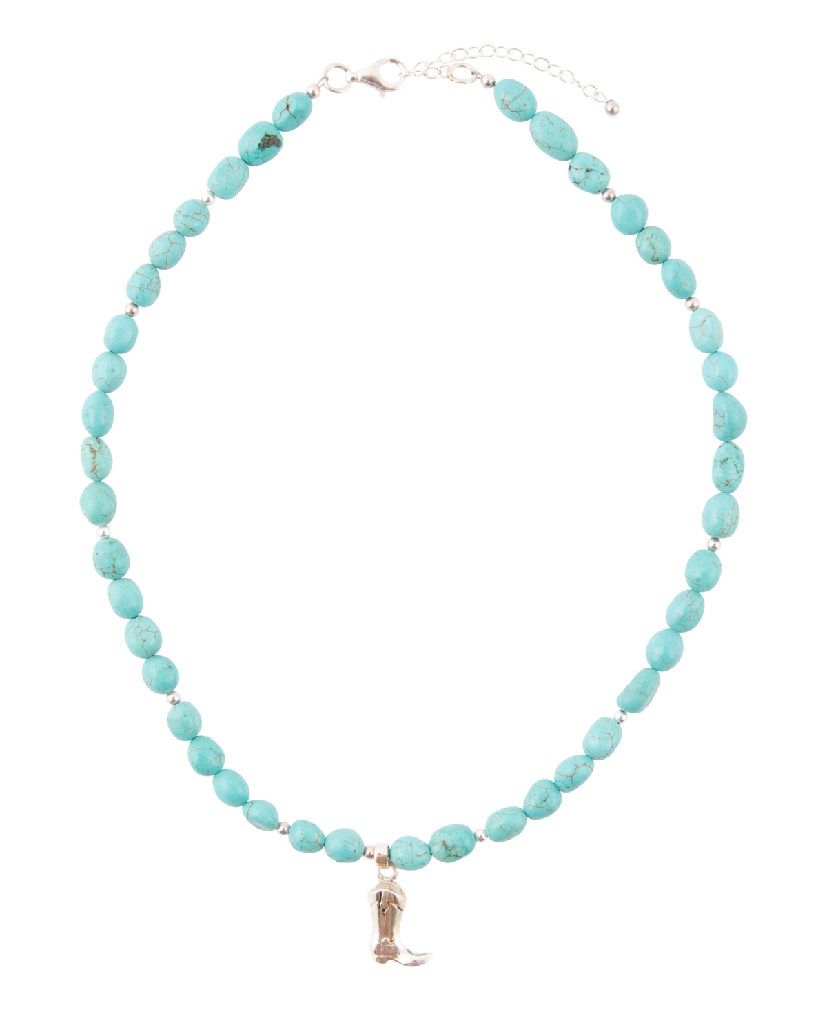 Genuine Turquoise Magnesite and Sterling Silver Boot Charm Necklace - Genuine Magnesite