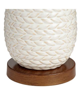 Kingston Modern Mid Century Table Lamps 32 3/4" Tall Set of 2 White Textured Ceramic Taupe Drum Shade for Bedroom Living Room Home