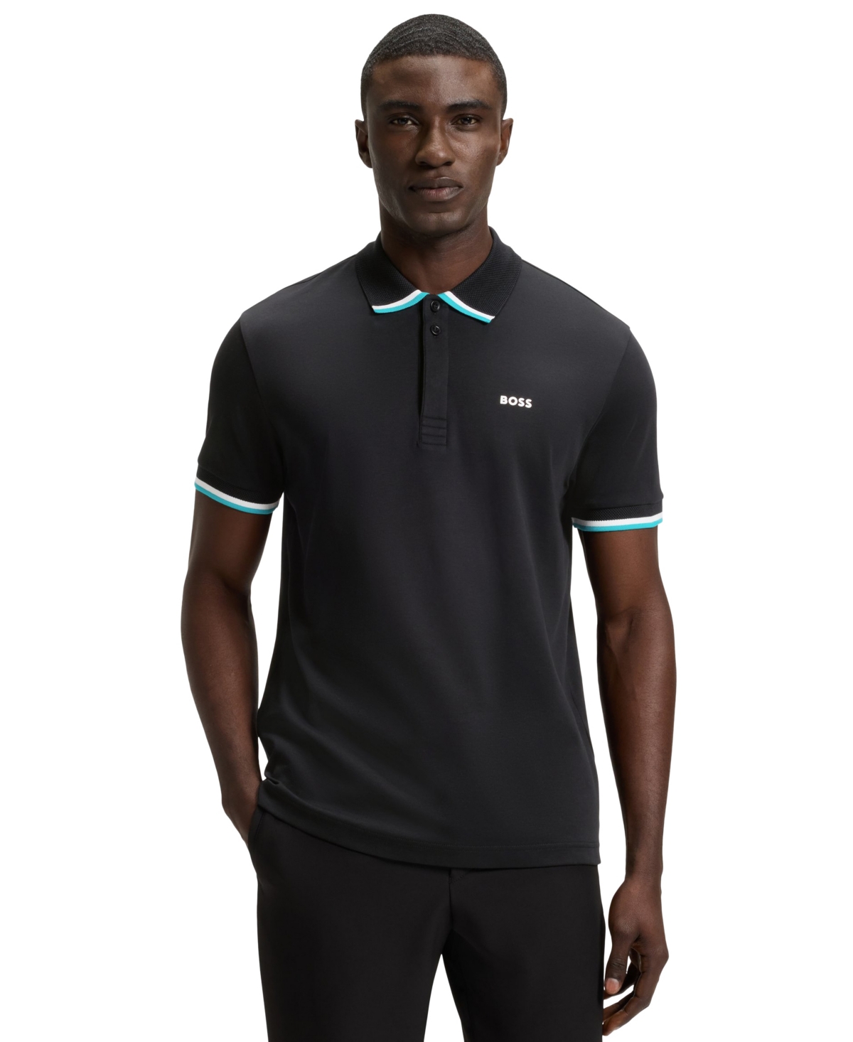 Boss by Hugo Boss Men's Cotton Knit Regular-Fit Paddy Polo Shirt - Black