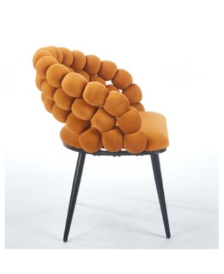Orange Modern Chairs (Set of 2), Golden Legs