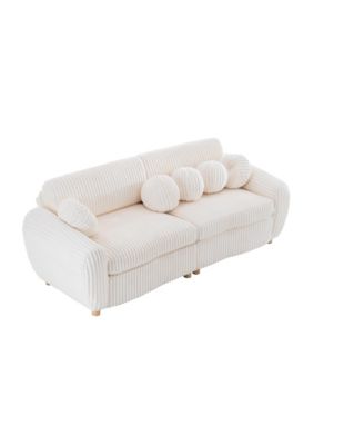 Streamdale 84" White Corduroy Sofa Couch