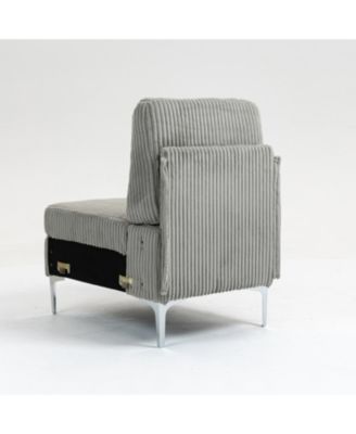 Gray Corduroy Modular Armless Seat
