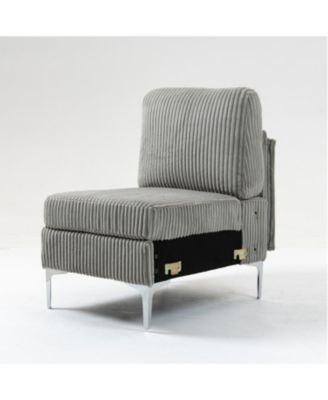 Gray Corduroy Modular Armless Seat