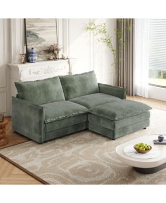 Streamdale Corduroy Loveseat Sofa with Ottoman & 2 Cushions