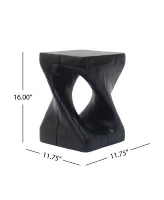 Streamdale Twist Shape Side Table, Wood-like texture, Black Color