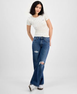 LEVI'S LEVIS WOMENS CLASSIC HAYES TEE 94 COTTON BAGGY FIT BOOTCUT JEANS EXCLUSIVELY AT MACYS 