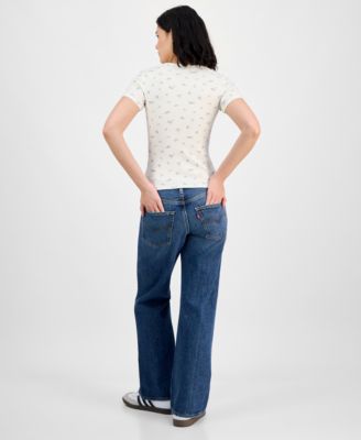 LEVI'S LEVIS WOMENS CLASSIC HAYES TEE 94 COTTON BAGGY FIT BOOTCUT JEANS EXCLUSIVELY AT MACYS 