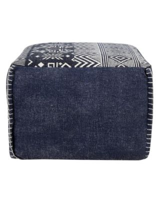 18" Blue 100% Cotton Ottoman
