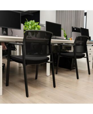 Set of 2 Stackable Reception Room Chairs with Padded Seat-Black