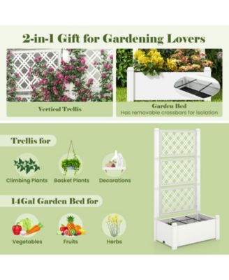 Outdoor Planter Box Self-Watering Raised Garden Bed Trellis with Water Level Indicator