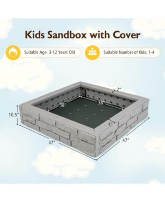 2-In-1 HDPE Kids Sandbox with Cover and Bottom Liner
