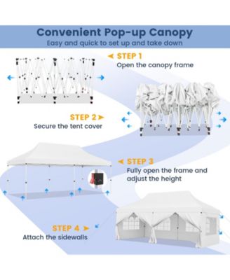 10 x 20 ft Pop-Up Canopy with 6 Sidewalls, Windows and Carry Bag for Events