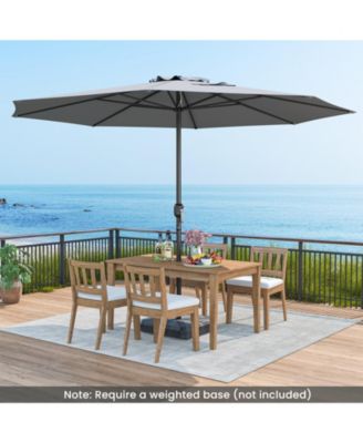 12 Feet Patio Umbrella with Crank Handle and 8 Sturdy Ribs-Gray