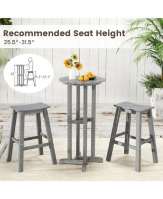 21.5 Inch Round Bar Table Patio HDPE Bar Height Dining Table with Slatted Tabletop