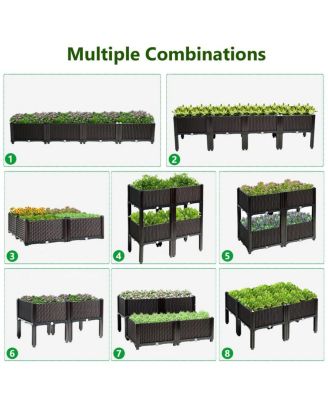 Set of 4 Elevated Flower Vegetable Grow Planter Box