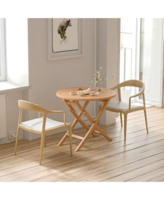 31.5 Inch Folding Patio Indonesia Teak Wood Round Coffee Table