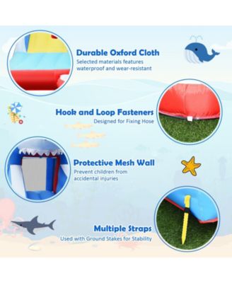 4-in-1 Inflatable Water Slide Park with Long Slide and 735W Blower