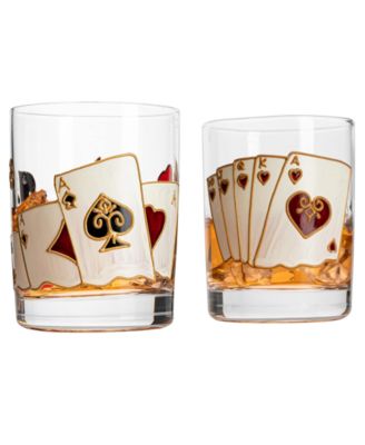 Casino Whiskey Glasses, Set of 2
