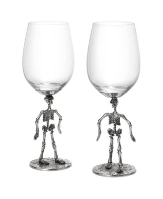 Skeleton Stemmed Wine Glasses, Set of 2