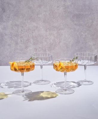 Khen Vintage Wavy Flower Coupe Glasses, Set of 4