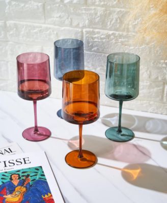 Khen Pastel Muted Square Wine Glasses, Set of 4