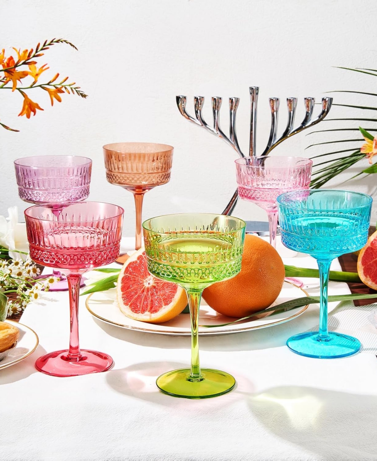 The Wine Savant Art Deco Vintage Goblet Cocktail Glasses, Set Of 6