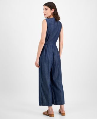 Women's Belted Zip-Front Jumpsuit