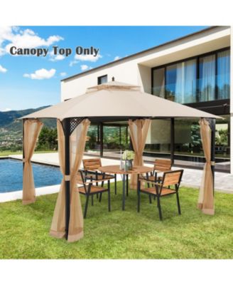 10 x 12 Feet Gazebo Replacement Top with Air Vent and Drainage Holes-Beige
