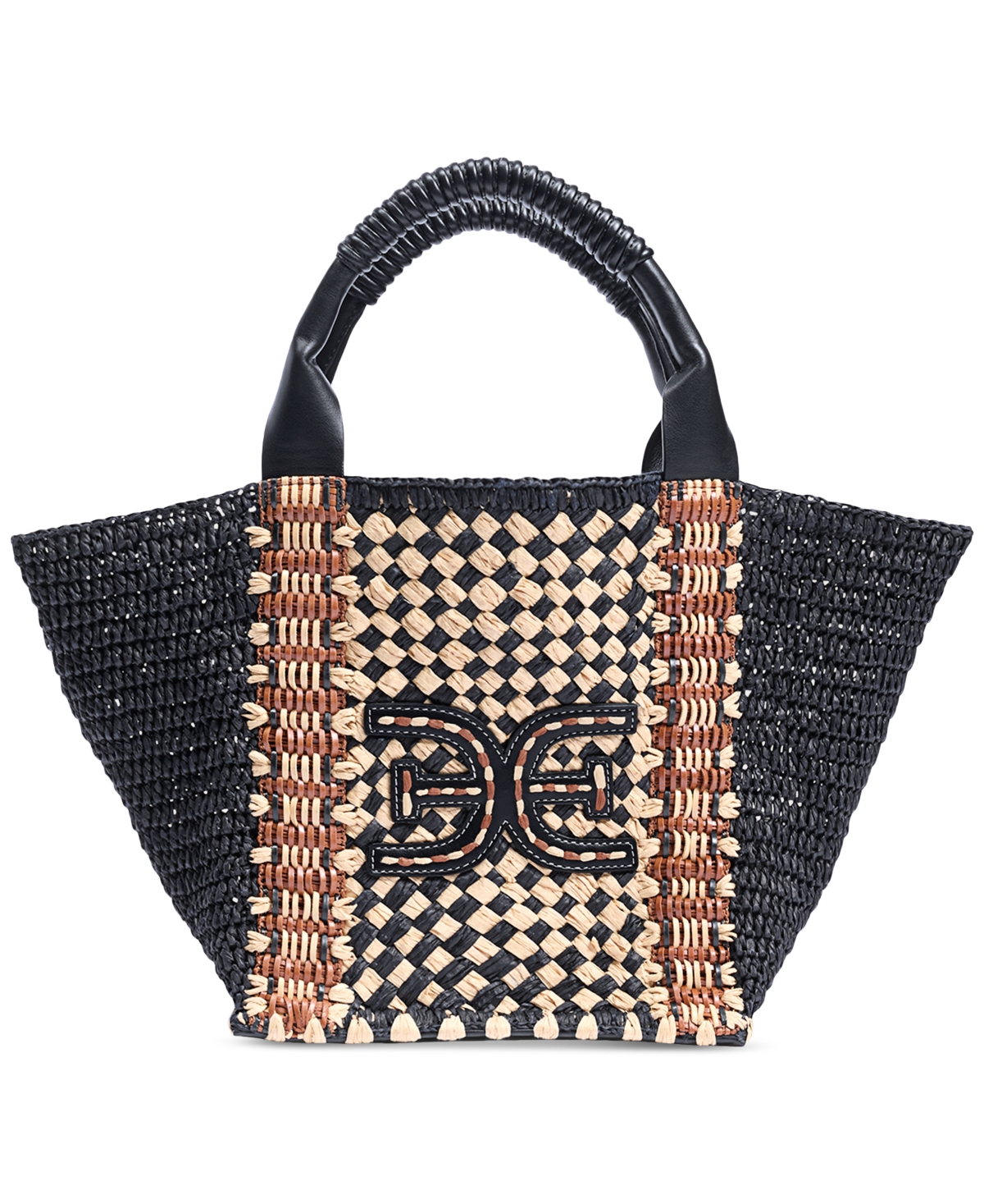 Sam Edelman Marley Raffia Collapsible Large Tote In Black