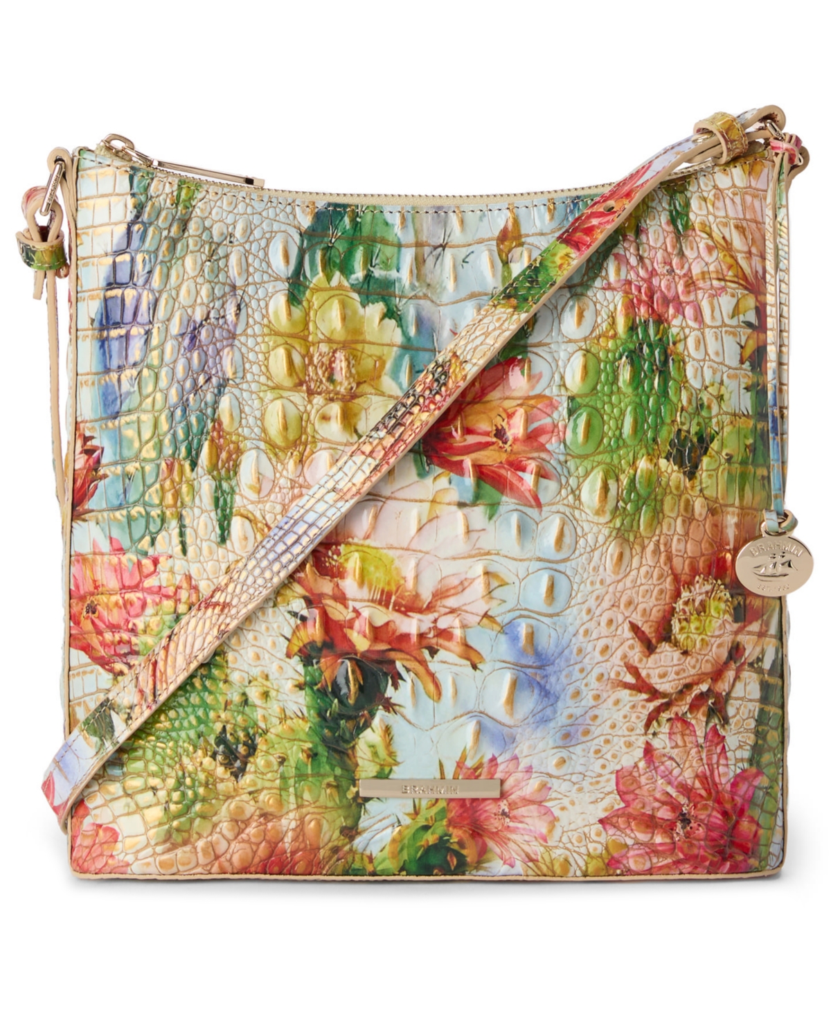 Katie Melbourne Embossed Leather Crossbody - Succulent Bloom