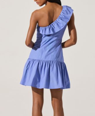 Women's Asymmetrical Ruffled Cotton Mini Dress