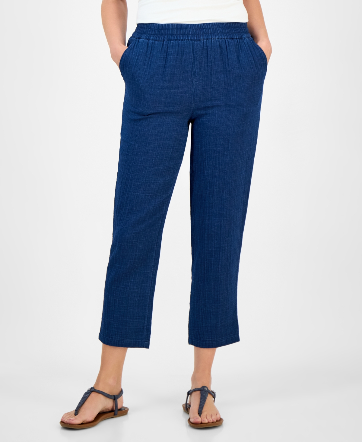 Style & Co Petite Tapered-leg Pull-on Jeans, Exclusively At Macy's In Blue