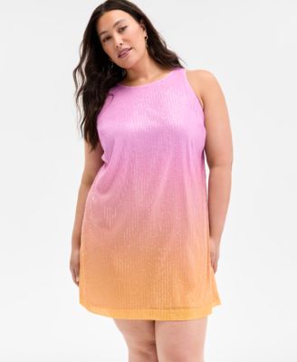 Plus Size Ombr&eacute; Sleeveless Sequin Shift Dress, Exclusively at Macy's 