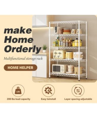 Wire Shelving Metal Storage Rack Adjustable Shelves, Standing Storage Shelf Units for Laundry Bathroom Kitchen Pantry Closet(White, 42L x 18W x 71H