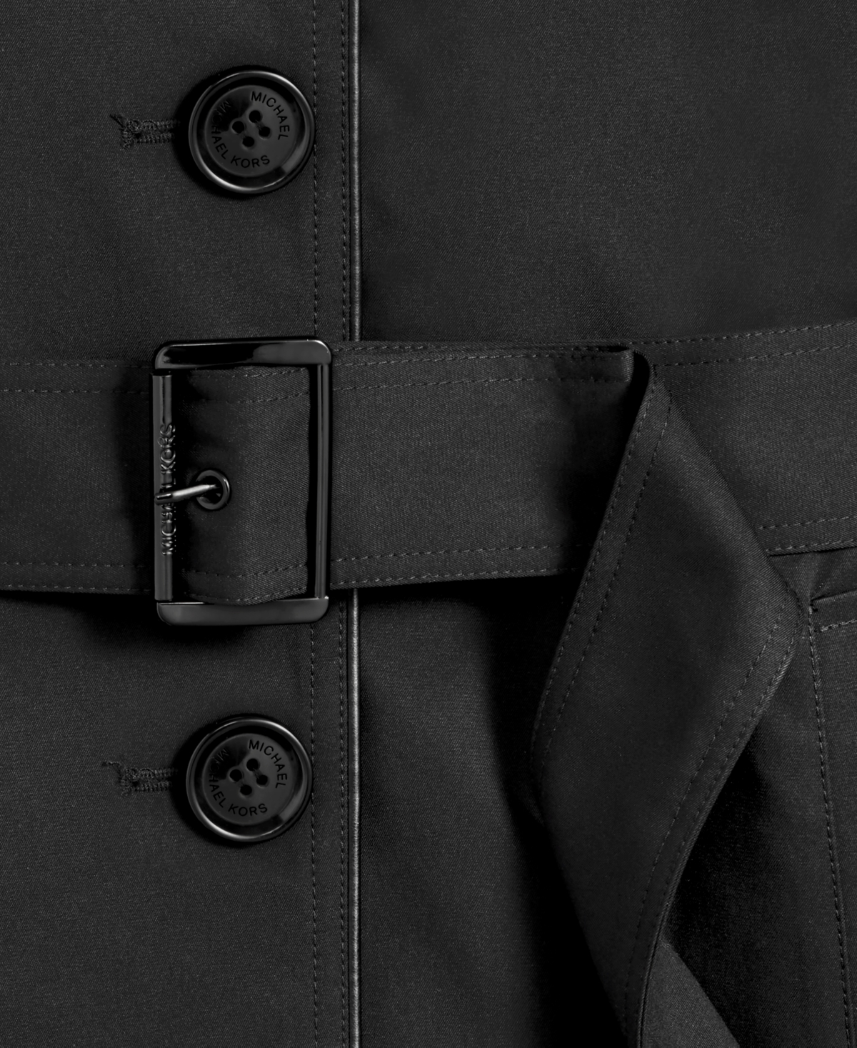 Michael Kors Michael  Petite Single-breasted Belted Trench Coat In Black