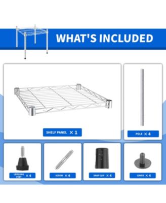 Heavy Duty Shelving Unit, Wire Metal Stackable Storage, 1-Tier Shelf, Chrome, 15" W x 13.8" D x 15" H