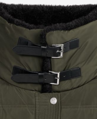 Women's Faux-Fur-Collar Zip-Front Puffer Coat