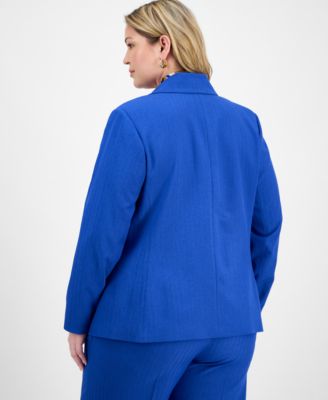 Plus Size Faux Double-Breasted Boyfriend Blazer 