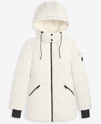 Women's Faux-Fur-Trim Hooded Puffer Coat