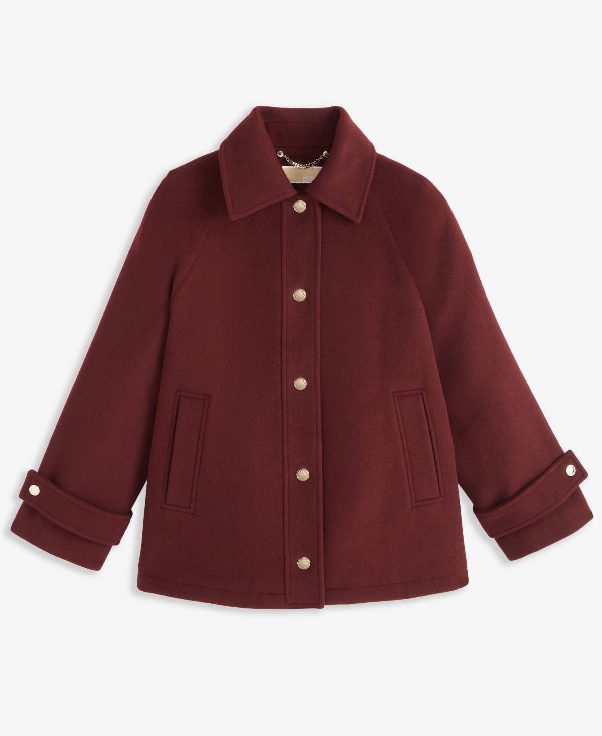 Michael Kors Michael  Women's Collared Button-front Coat, Exclusively At Macy's In Burgundy
