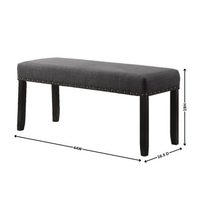 Fabric Dining Bench with Nailhead Trim