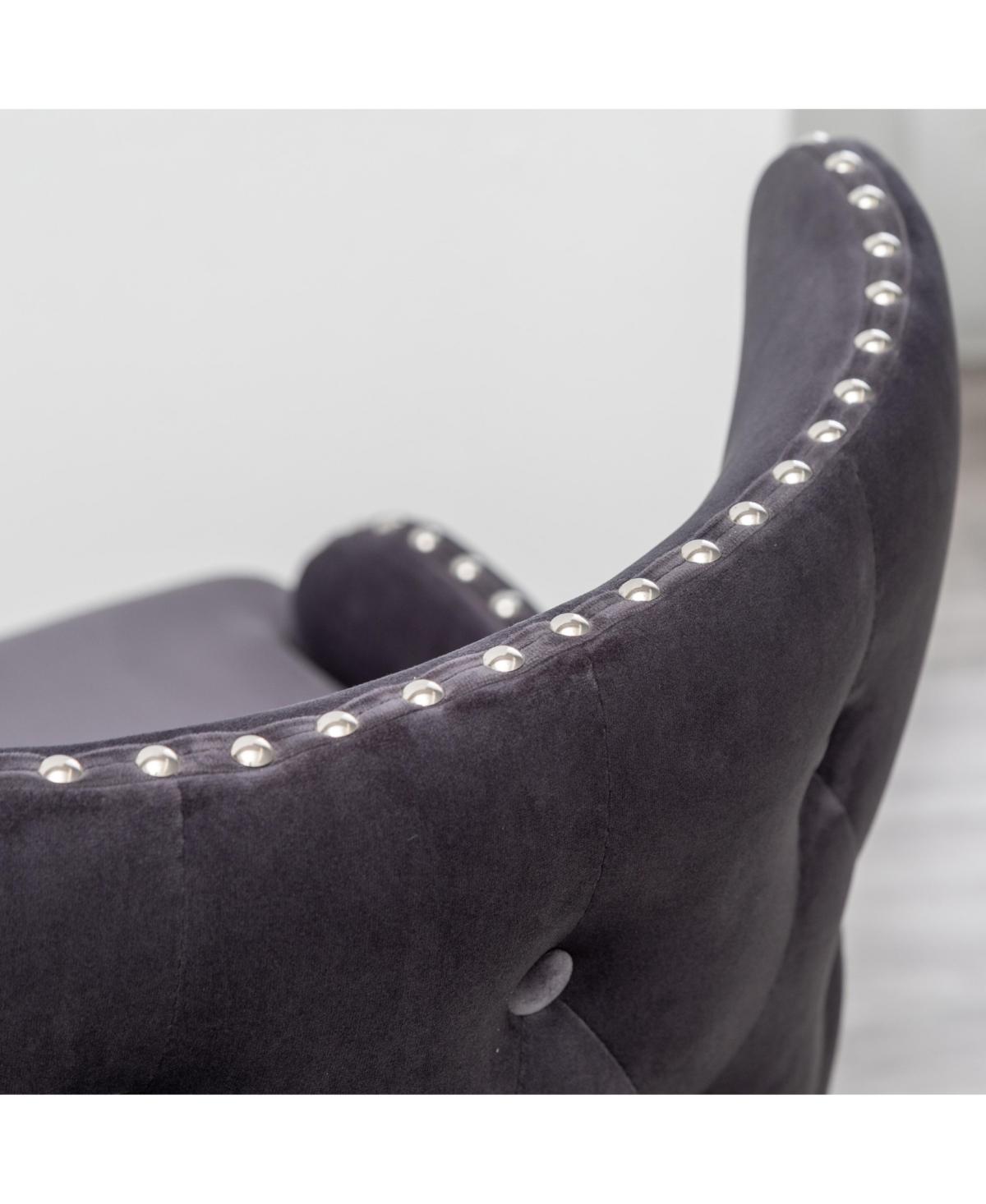 Simplie Fun Contemporary Velvet Upholstered Nailhead Trim Accent Chair, Gray