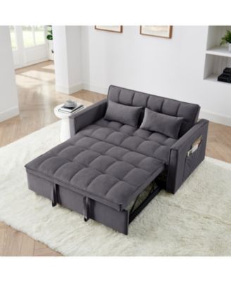 54.33 inch versatile foldable sofa bed in 3 lengths, modern sofa sofa sofa velvet pull-out bed, adjustable back