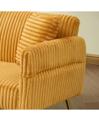 79 inch corduroy sofa bed, foldable double sofa bed with folding armrests, suitable for living rooms and small spaces