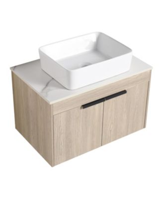 30" Modern Design Float Bathroom Vanity With Ceramic Basin Set