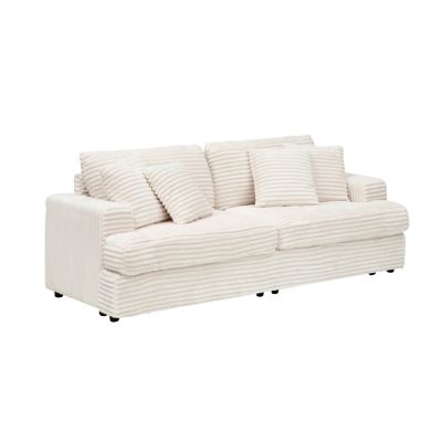 79" Corduroy Sofa with 4 Pillows